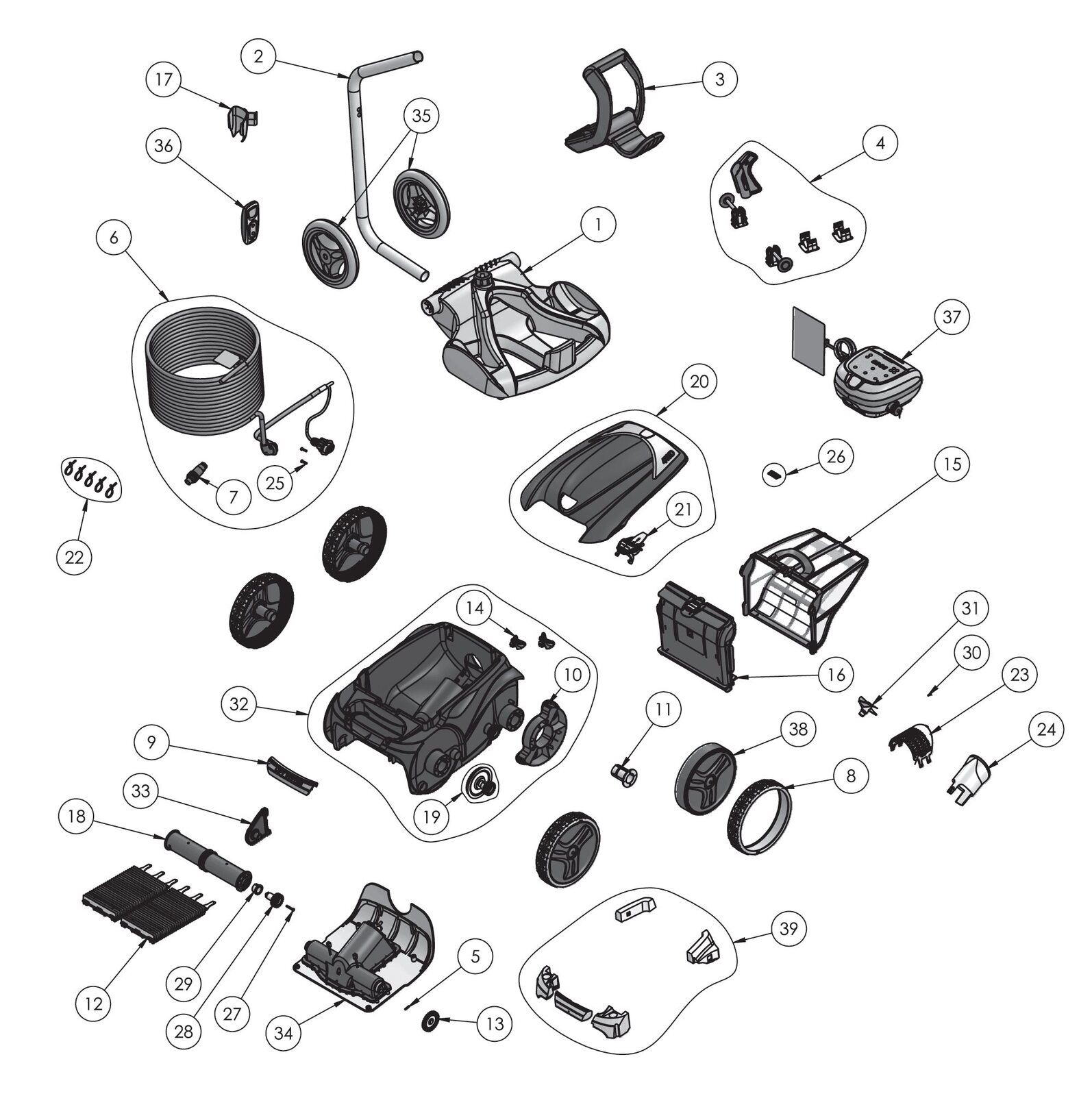 Zodiac Robotic Pool Cleaner Caddy / Trolley Wheels Set of 2