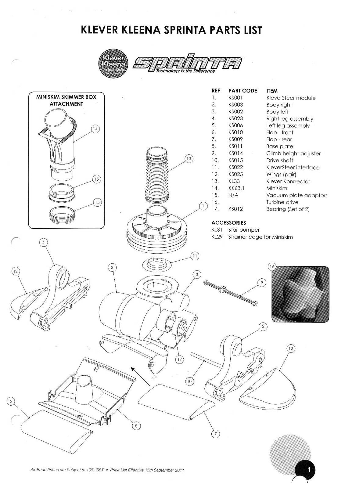 Klever Kleena Sprinta Sprinta Automatic Pool Cleaner Bearings (Set of 2)