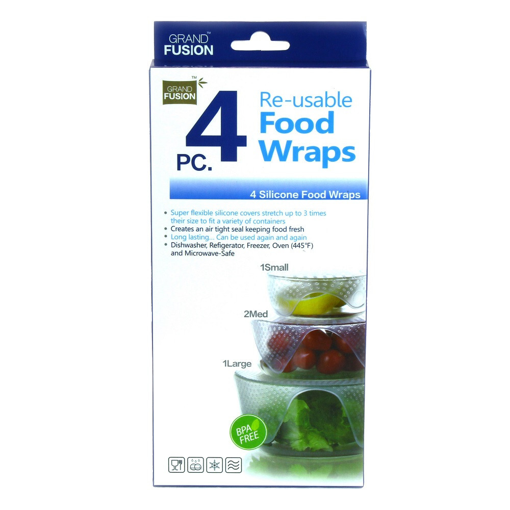 Product main image -  4 Pieces Super Flexible Silicone Food Wrap Cover Different Sizes 