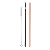 Stainless Steel Drinking Straws - Straight Rose Gold & Black