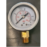 Pressure Gauge 63mm Liquid Filled 0-250kpa Lower Mount